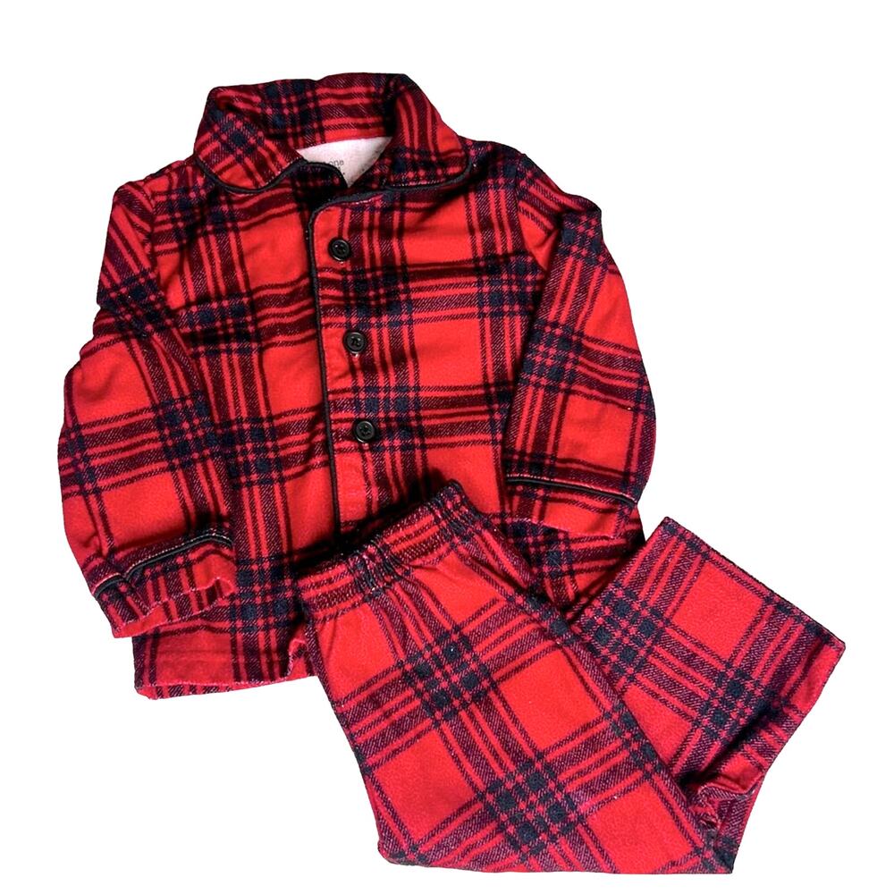 Carter's Size 12 months Baby Boy Red and Black Check Pajama Set